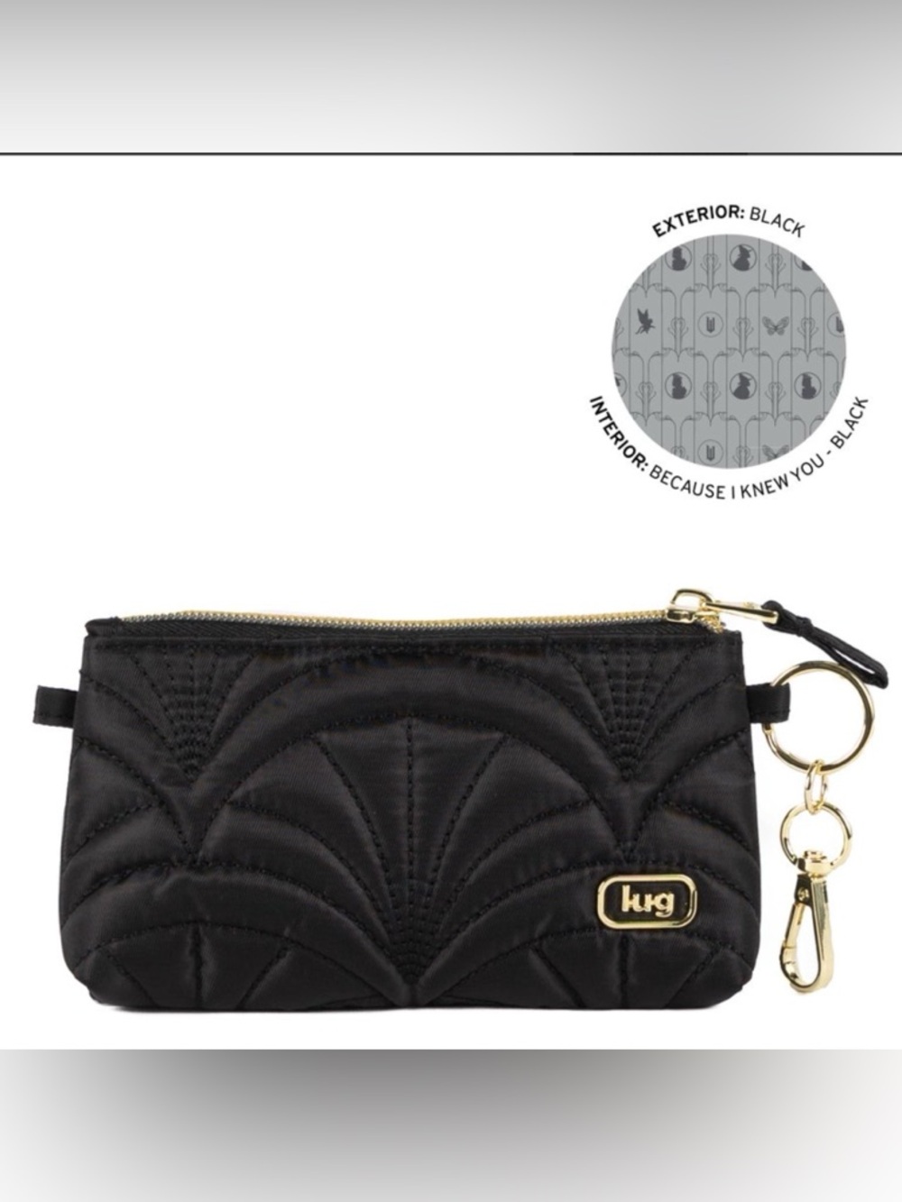 Lug Metro XL ID pouch. Unique Wicked Black Quilting. NWT